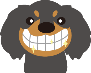 歯磨きを終えた歯ピカピカ犬